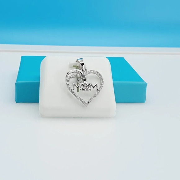 925 Sterling Silver CZ Beautiful Mom Pendant for Women, 1USPAR4083 - Picture 10 of 11